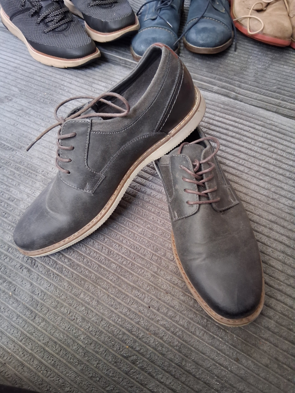 Seven91 Lace-Up Derby Shoes Grey Brown